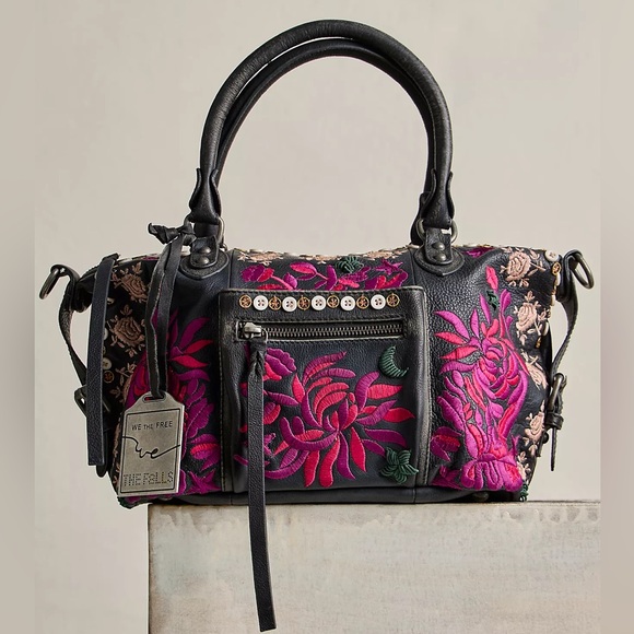 Free People Handbags - New Free People x The Falls Baby Emerson Tote Bag Floral Embroidered Buttons